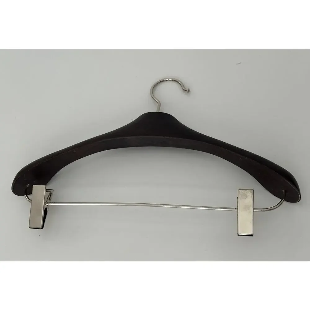 Gucci Brown Wood Hanger for Dress/Pants/Suit/Jacket with Silver Hardware 16 x 6